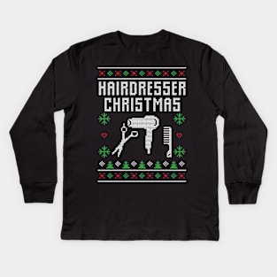 Hairdresser Ugly Christmas Sweater Hairdresser Christmas Gift Kids Long Sleeve T-Shirt